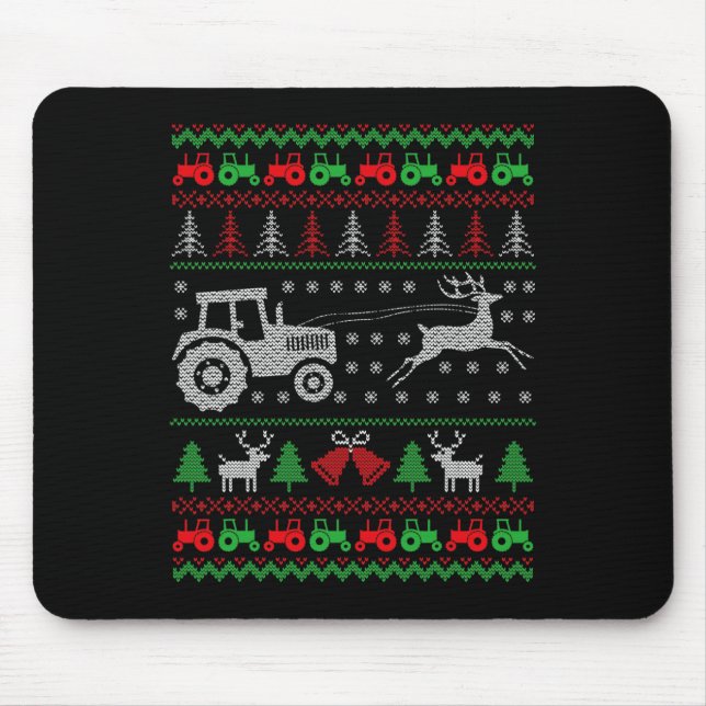 Farming Tractor Reindeer Farm Funny Farmer Ugly Ch Mouse Mat (Front)