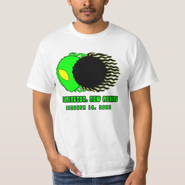 FARMINGTON NEW MEXICO Solar Eclipse Funny Alien T-Shirt (Front)
