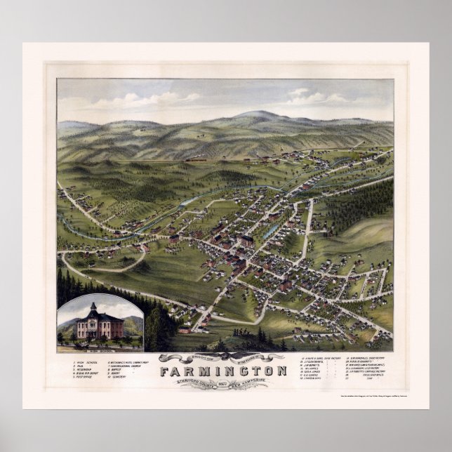 Farmington, NH Panoramic Map - 1877 Poster (Front)