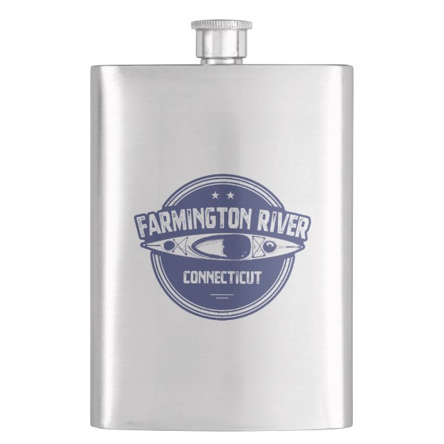 Farmington River Connecticut Kayaking Hip Flask (Front)