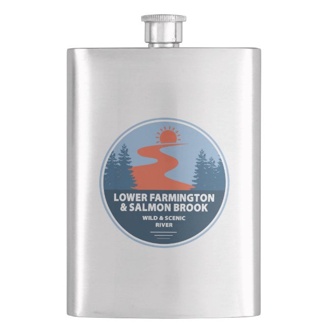 Farmington & Salmon Brook Wild & Scenic River Hip Flask (Front)