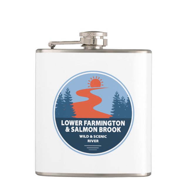 Farmington & Salmon Brook Wild & Scenic River Hip Flask (Front)