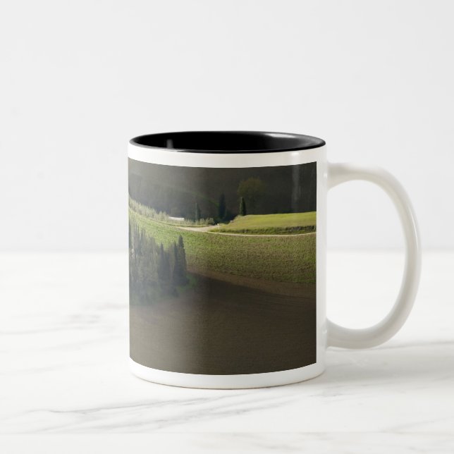 Farmland around Montepulciano, Tuscany, Italy Two-Tone Coffee Mug (Right)