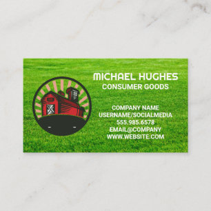Farmland Barn Logo Grass Background Business Card