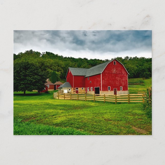 Farmland Red Country Barn  Postcard (Front)