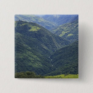 Farmlands and Himalaya forest in Mangdue valley 15 Cm Square Badge