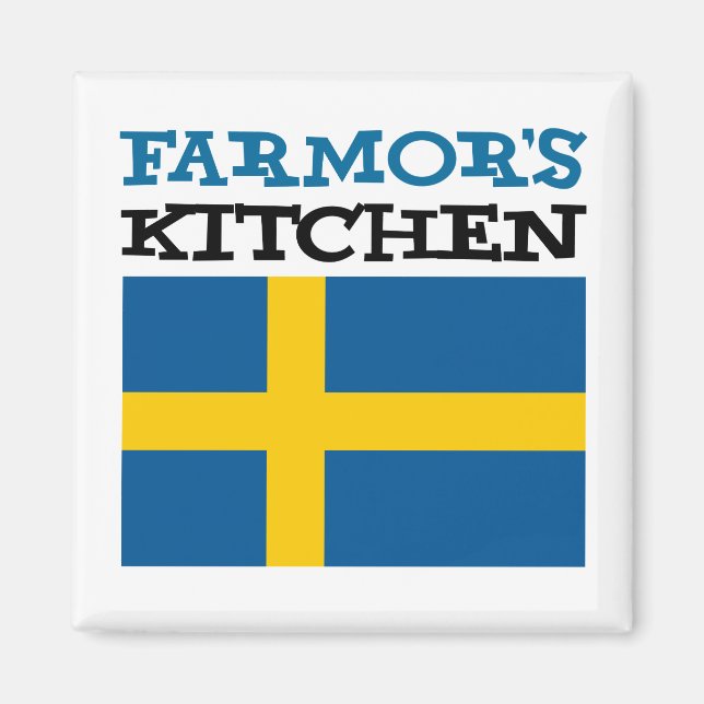 Farmor's Kitchen Featuring The Flag Of Sweden Magnet (Front)