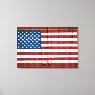 Farms   American Flag Barn Mural Canvas Print