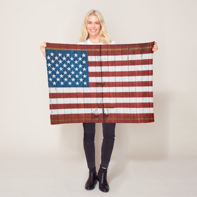 Farms | American Flag Barn Mural Fleece Blanket (In Situ)