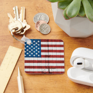 Farms American Flag Barn Mural Key Ring