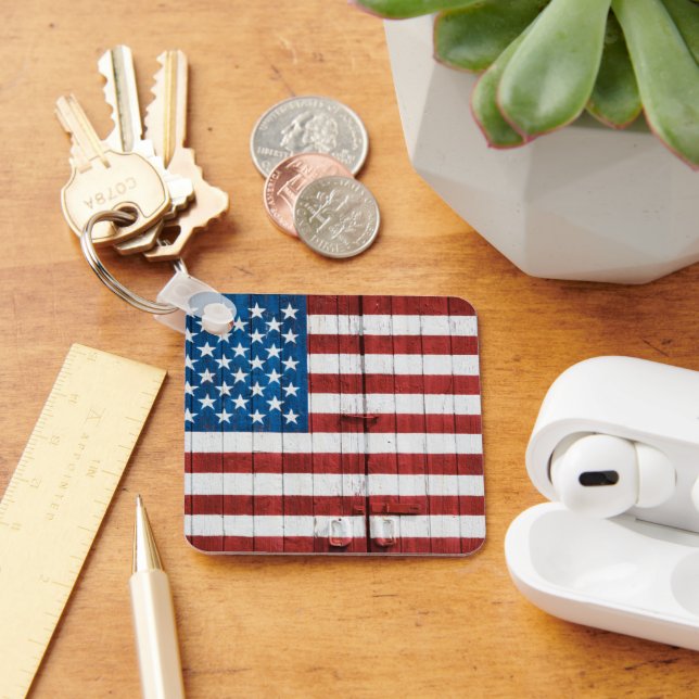 Farms | American Flag Barn Mural Key Ring (Desk)