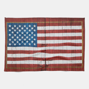 Farms American Flag Barn Mural Tea Towel