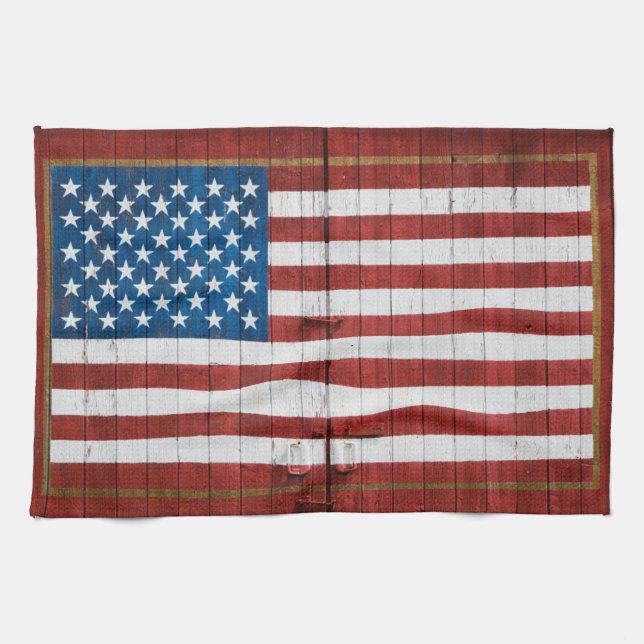 Farms | American Flag Barn Mural Tea Towel (Horizontal)