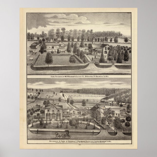 Farms and residences of WR Blodgett & GC Daubner Poster (Front)