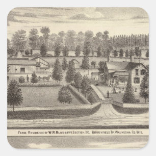 Farms and residences of WR Blodgett & GC Daubner Square Sticker