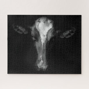Farms   B&W Cow Head Shot Jigsaw Puzzle