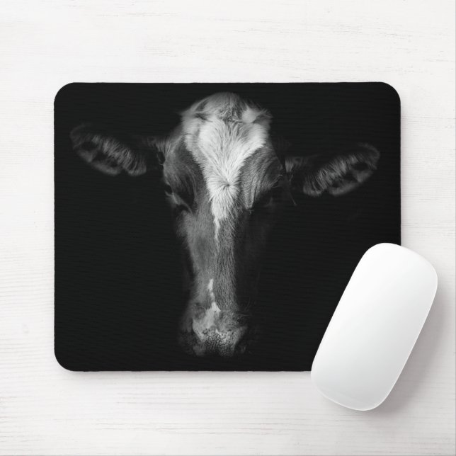 Farms | B&W Cow Head Shot Mouse Mat (With Mouse)