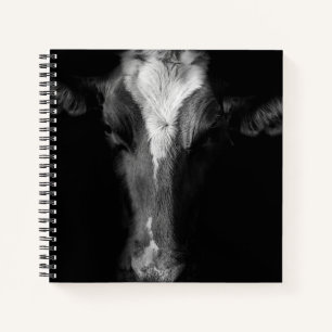 Farms   B&W Cow Head Shot Notebook