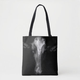 Farms   B&W Cow Head Shot Tote Bag