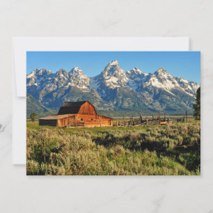 Farms   Barn Shadowed by Snow Capped Mountains Thank You Card