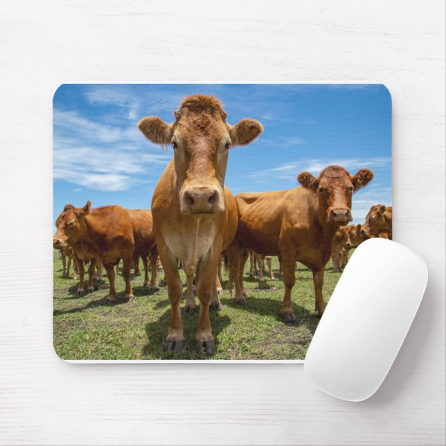 Farms | Brown Cow Group Mouse Mat (With Mouse)
