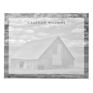 Farms   BW American Flag Barn Scene Notepad