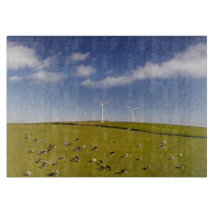 Farms   Cows Near Windmill Farm Cutting Board