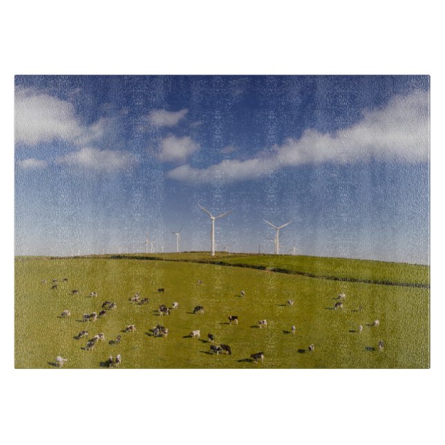Farms | Cows Near Windmill Farm Cutting Board (Front)