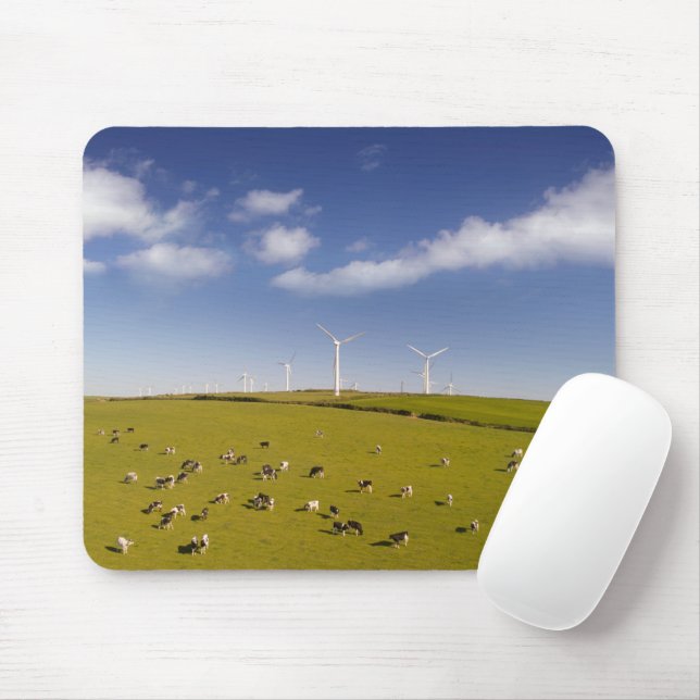 Farms | Cows Near Windmill Farm Mouse Mat (With Mouse)