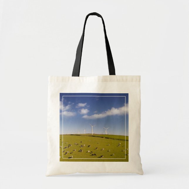 Farms | Cows Near Windmill Farm Tote Bag (Front)