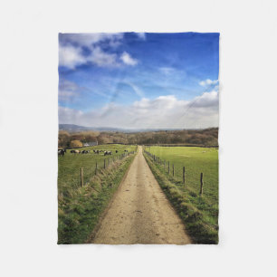 Farms   English Countryside Dirt Road Fleece Blanket