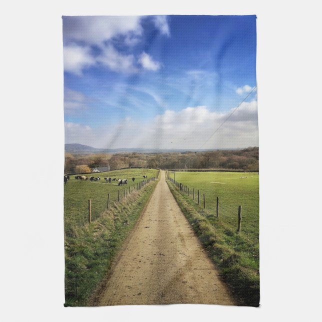 Farms | English Countryside Dirt Road Tea Towel (Vertical)
