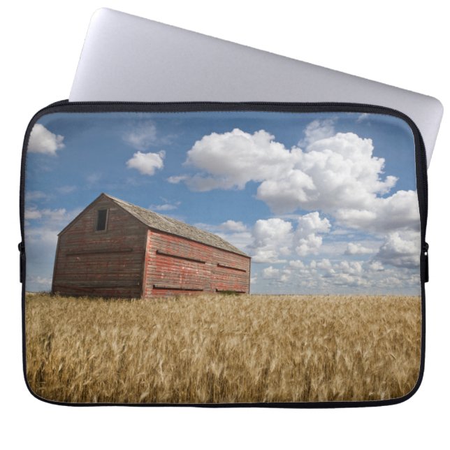 Farms | Old Red Barn in Wheat Field Laptop Sleeve (Front)