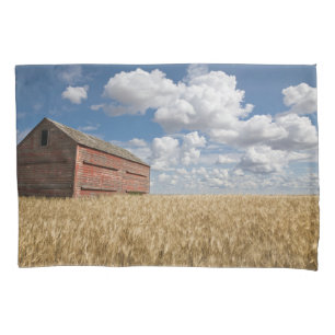 Farms   Old Red Barn in Wheat Field Pillowcase