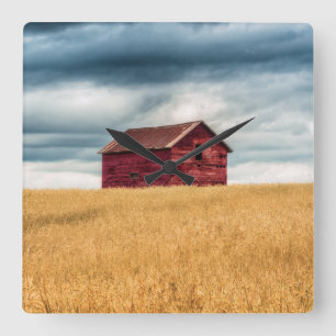 Farms Old Red Barn Square Wall Clock