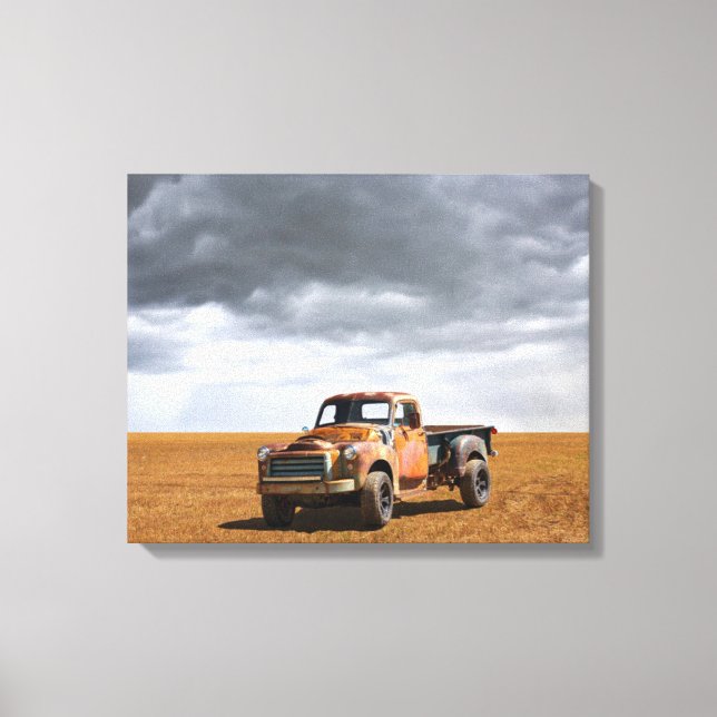 Farms | Old Truck in Field Canvas Print (Front)