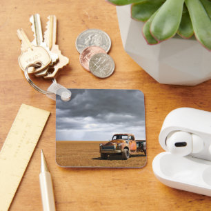 Farms   Old Truck in Field Key Ring