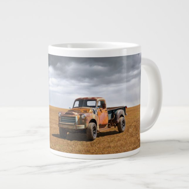 Farms | Old Truck in Field Large Coffee Mug (Front Right)