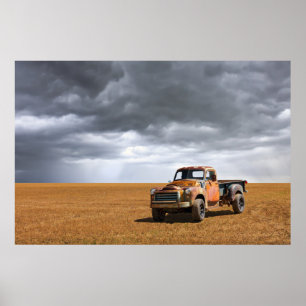 Farms   Old Truck in Field Poster