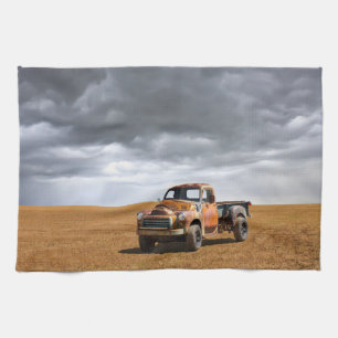 Farms   Old Truck in Field Tea Towel