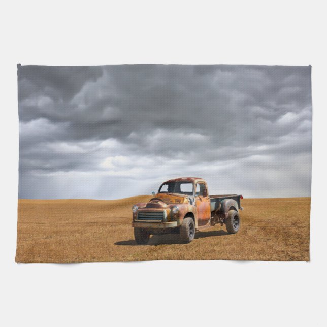 Farms | Old Truck in Field Tea Towel (Horizontal)