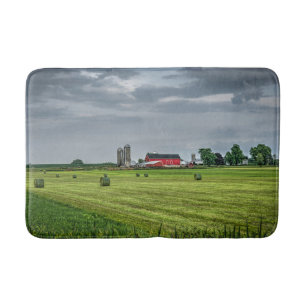 Farms   Red Barn & Silo in Spring Bath Mat