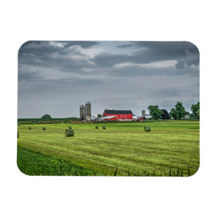 Farms Red Barn & Silo in Spring Magnet