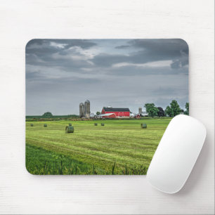Farms   Red Barn & Silo in Spring Mouse Mat