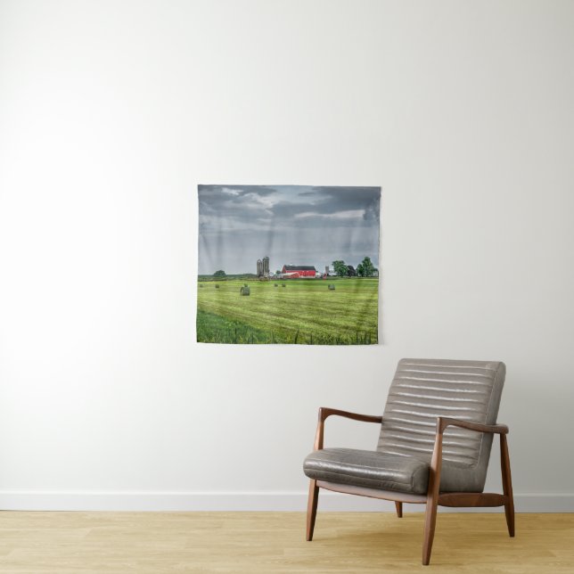 Farms | Red Barn & Silo in Spring Tapestry (In Situ (Horizontal))
