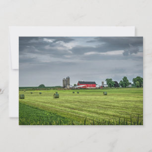 Farms   Red Barn & Silo in Spring Thank You Card