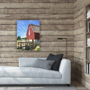 Farms   Red Barn With American Flag Canvas Print