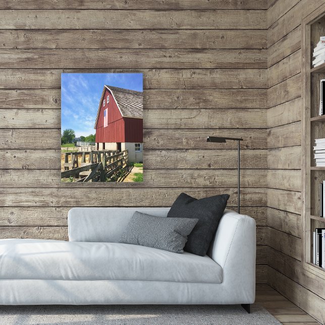 Farms | Red Barn With American Flag Canvas Print (Creator Uploaded)