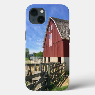 Farms   Red Barn With American Flag iPhone 13 Case