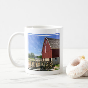 Farms   Red Barn With American Flag Coffee Mug